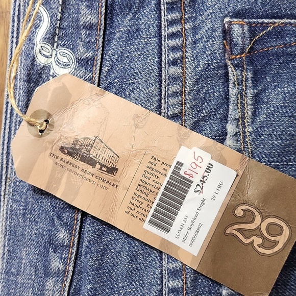 Earnest Sewn Women's Jeans Size 24, 26, 29 Sloan Boyfriend Fit  Straight Cut - Picture 7 of 7